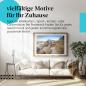 Preview: Stylisches Leinwandbild: Magisches Panorama: Felsenstrand mit Blick auf die Berge.